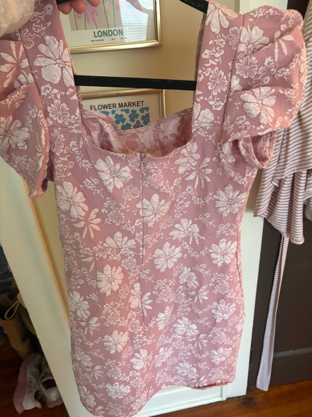 Pink Floral Off-Shoulder Mini Dress